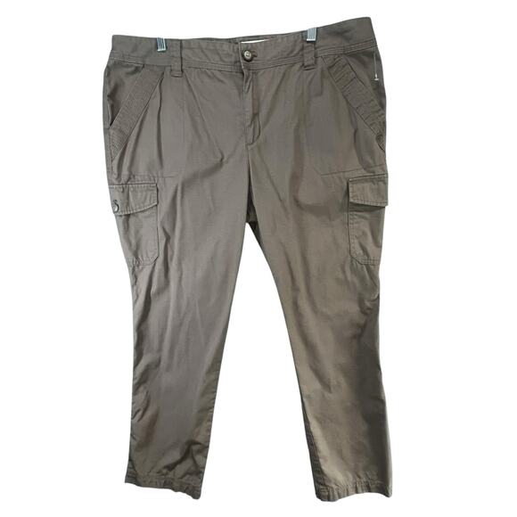 Eddie Bauer Ripstop Cargo Pants Womens 18 Brown Cotton Pockets Hiking Outdoor - Picture 1 of 13